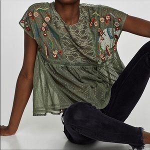 Zara lace embroidered top